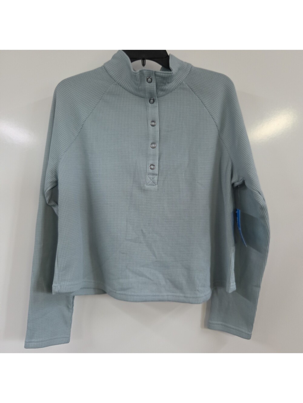 Columbia Holly Hideaway Waffle Thermal Shirt Women M Light Blue Long Sleeve